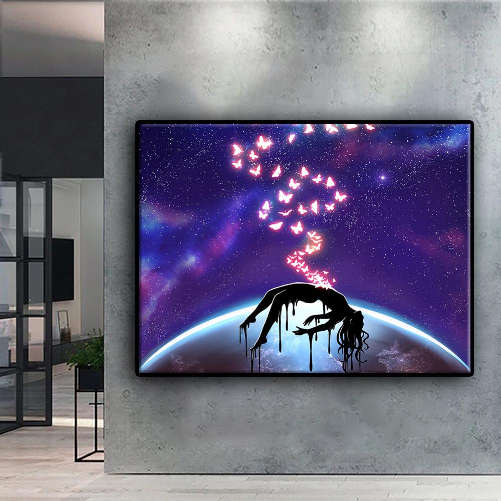 Bordado de Diamantes Luna Artística y Cielo Estrellado 5D DIY Pintura de Diamantes Punto de Cruz Pedrería