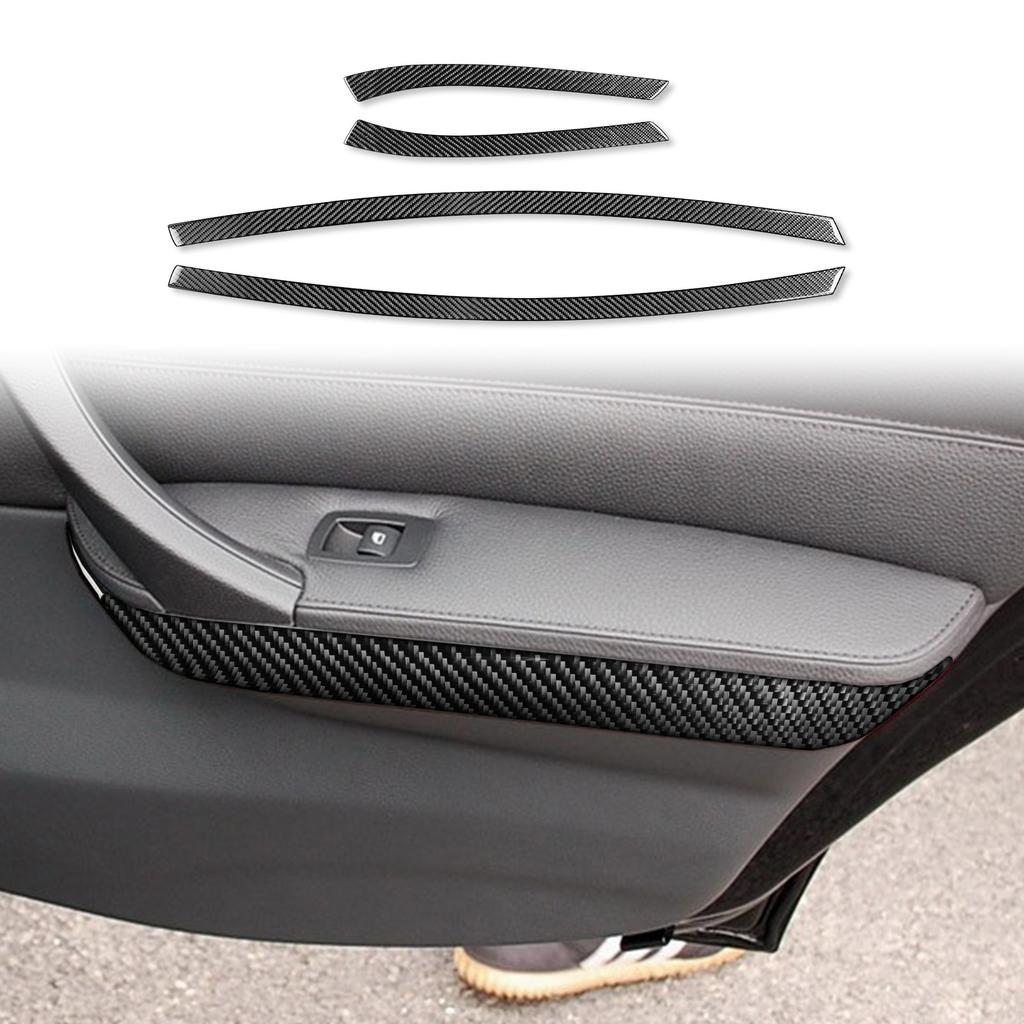 For BMW 3 Series E90 2006-2011 Carbon Fiber Door Inner Armrest Panel Trim Strips Interiors Car Accessories Decoration Sticker