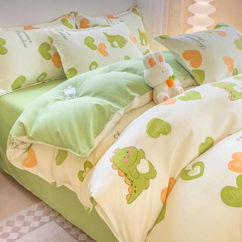 

Зимний комплект простыней из четырех предметов, небольшой свежий чистый хлопок с начесом, простыня, пододеяльник, общежитие, мультяшный подарок, оптовая продажа 1.5m Fitted sheet