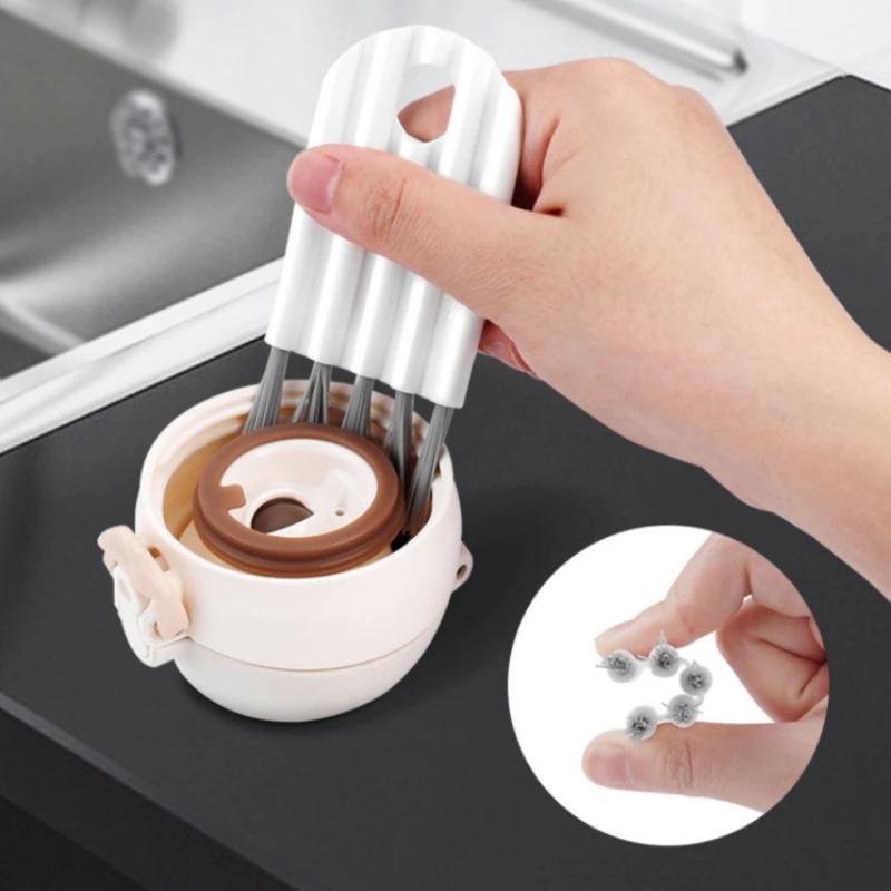 Multifunctional Flexible Gap Brush Cup Cover Groove Nipple Bottle Gap Brush Household Soft Bristles Cleaning Brush Kitchen Tool