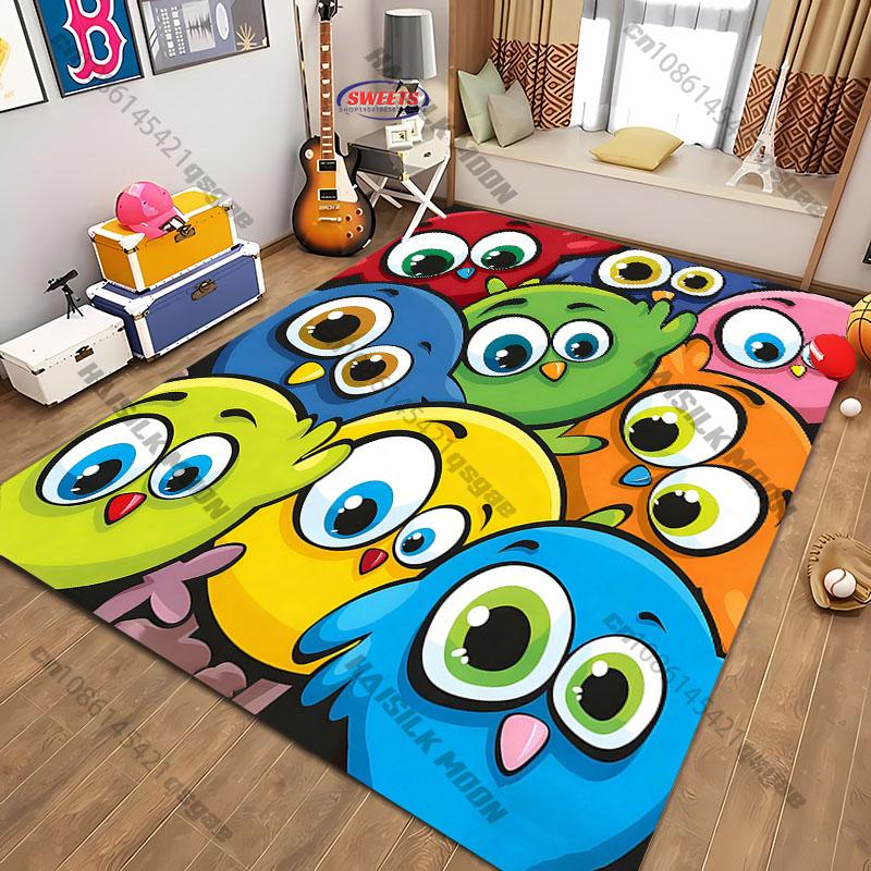 Super niedlicher dekorativer Teppich für Kinderzimmer, Teppich mit Vogelmotiv, rutschfest, schallisolierend, Fußmatte für Wohnzimmer, Schlafzimmer, Eingangsbereich