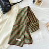Knitted Fabric Warm Winter Scarf Soft Texture Stripe Scarf Warm Couple Scarf  For Women