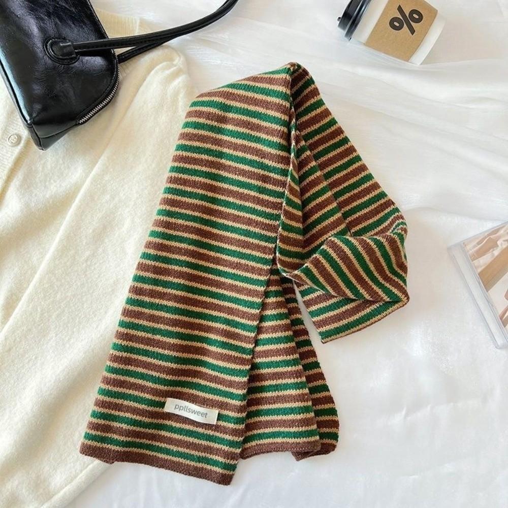 Knitted Fabric Warm Winter Scarf Soft Texture Stripe Scarf Warm Couple Scarf For Women