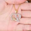 Mother's Day Gift Creative Cute Animal Double Elephant Pendant Necklace Jewelry