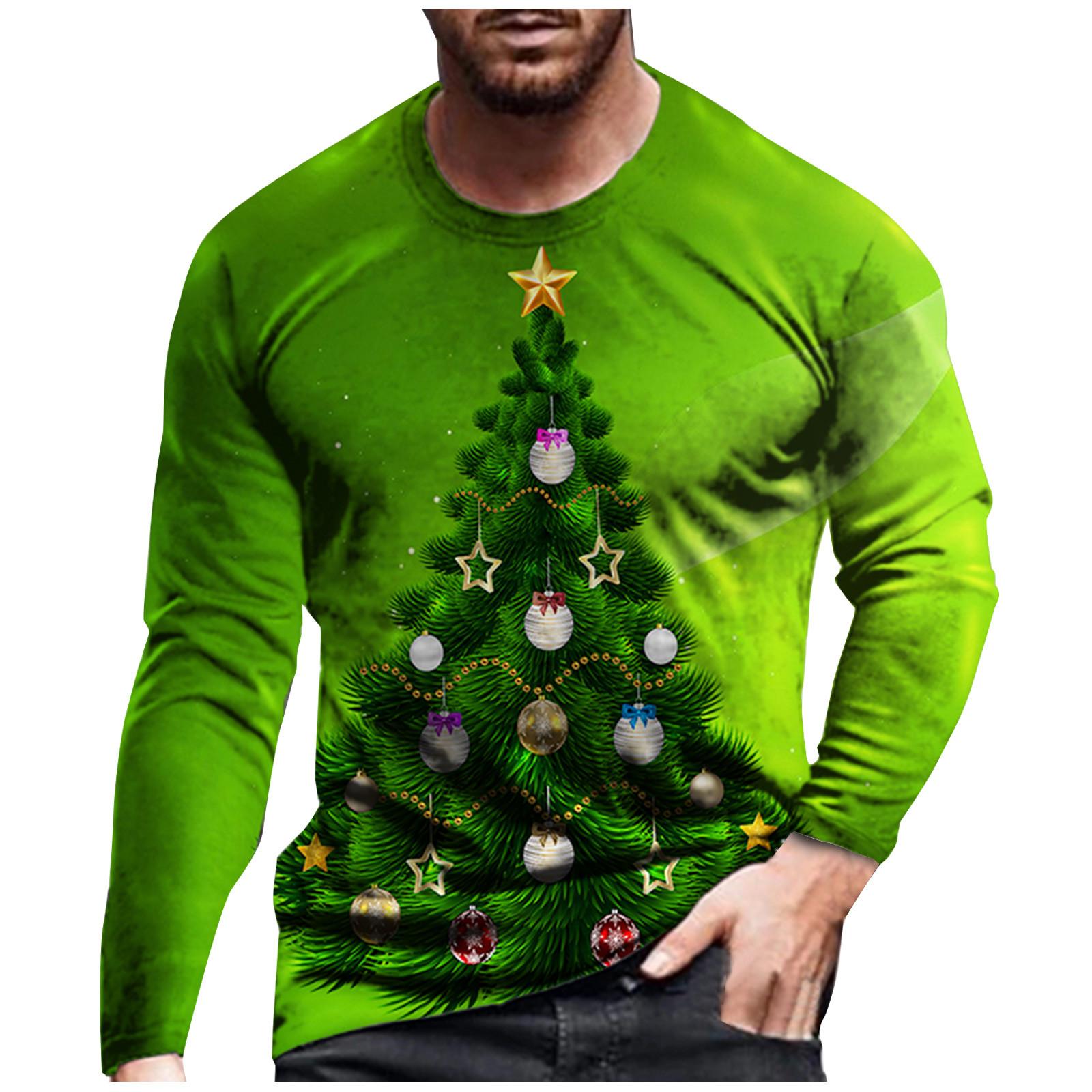 

Рождественский свитер с круглым вырезом, весенний и с длинным рукавом L зелёный