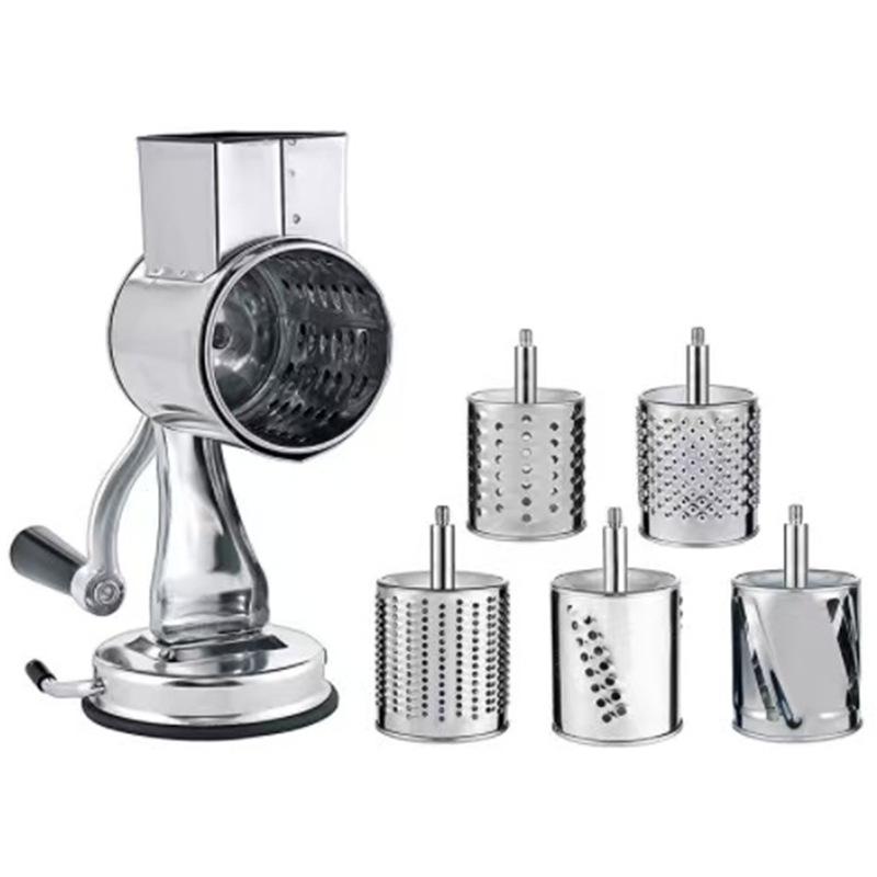 5-Blade Hand Crank Grinder, Stainless Steel Manual Food Processor for Cheese Nuts Spices, Multi-Function Kitchen Grinder