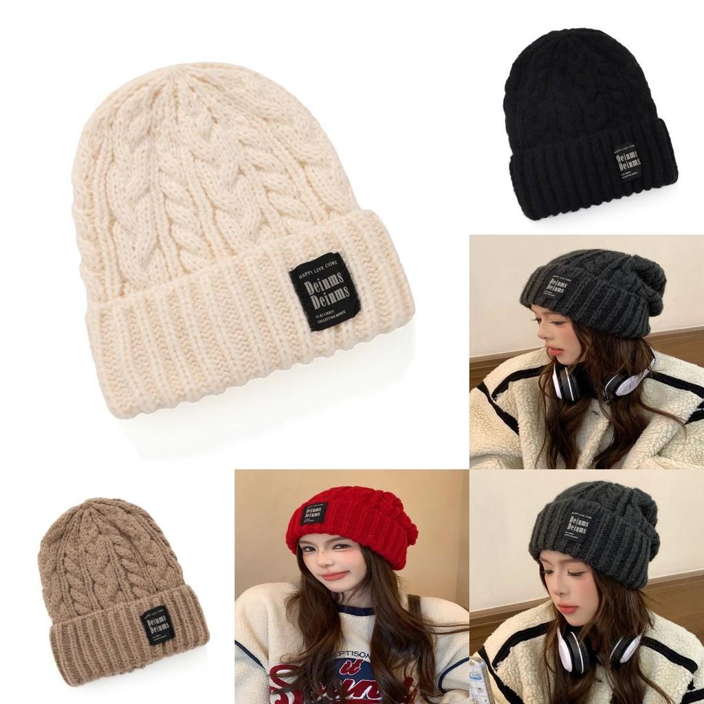 Knitted Hat Style With Letter Decor And Big Head Circumference For Casual Wear