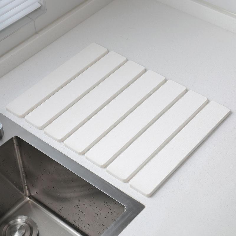 Absorbent Diatomaceous Earth Mat Multipurpose Dish Drying Pad Hygienic Kitchen Counter Draining Mat for Home Use