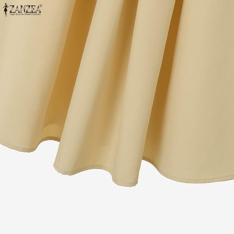 ZANZEA Blusa a Maniche Lunghe da Donna e Gonne Casual Set Completi Due Pezzi