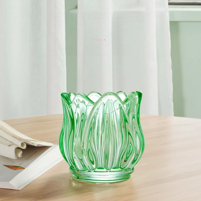 Glass Tulip Candle Cup, Atmosphere Decoration, Photo Prop, Candlestick, Lotus-shaped Candlestick, Candle Utensils