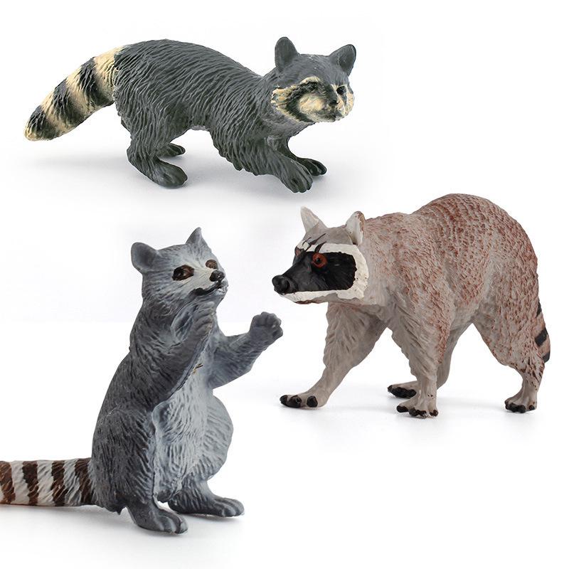Handcrafted Raccoon Figurine: Miniature Mammal Model for Children's Science Education