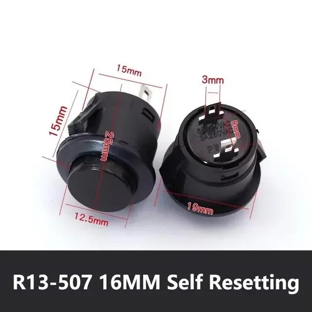 5/20/100Pcs R13-507 16mm Round Switch Momentary Push Button Switch 2Pins ON-OFF Self-reset Panel Mounting