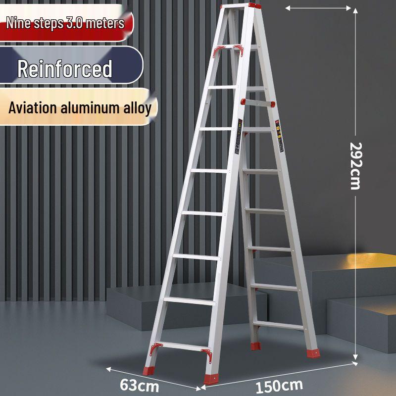 Double-Sided Aluminum Alloy Folding Step Ladder - Ladder Free Shipping, Widened & Thickened for Household or Attic Use