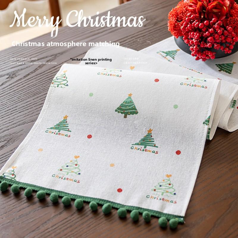 1pcs/set Christmas Table Runner Polyester Elegant Dining Table Decor for Holiday Dinner Xmas Party Decoration Home Decoration 35x90cm
