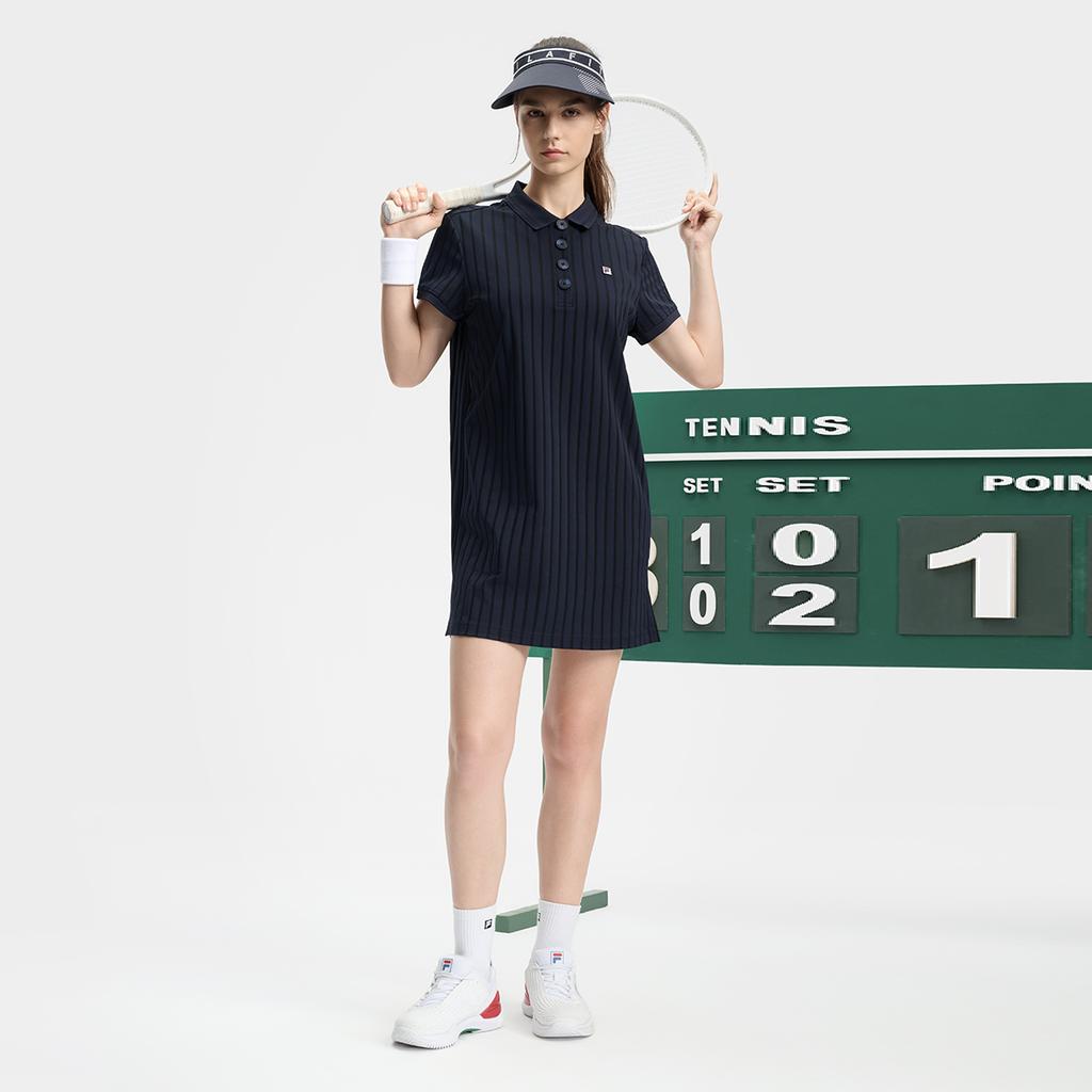 New FILA Short Sleeved Dress Women's RD Royal Blue A11W433303FNV