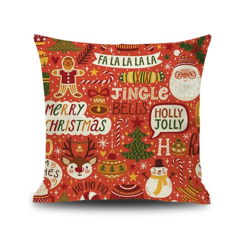 Festlicher Weihnachtskissenbezug mit Weihnachtsmann und Schneemann für gemütliche Heimdekoration