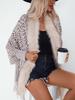 Women's Autumn and Winter Large Size Leopard Print Fur Collar Knitted Cardigan Loose Bat Sleeve Cape Sweater Top Women 6 Colors