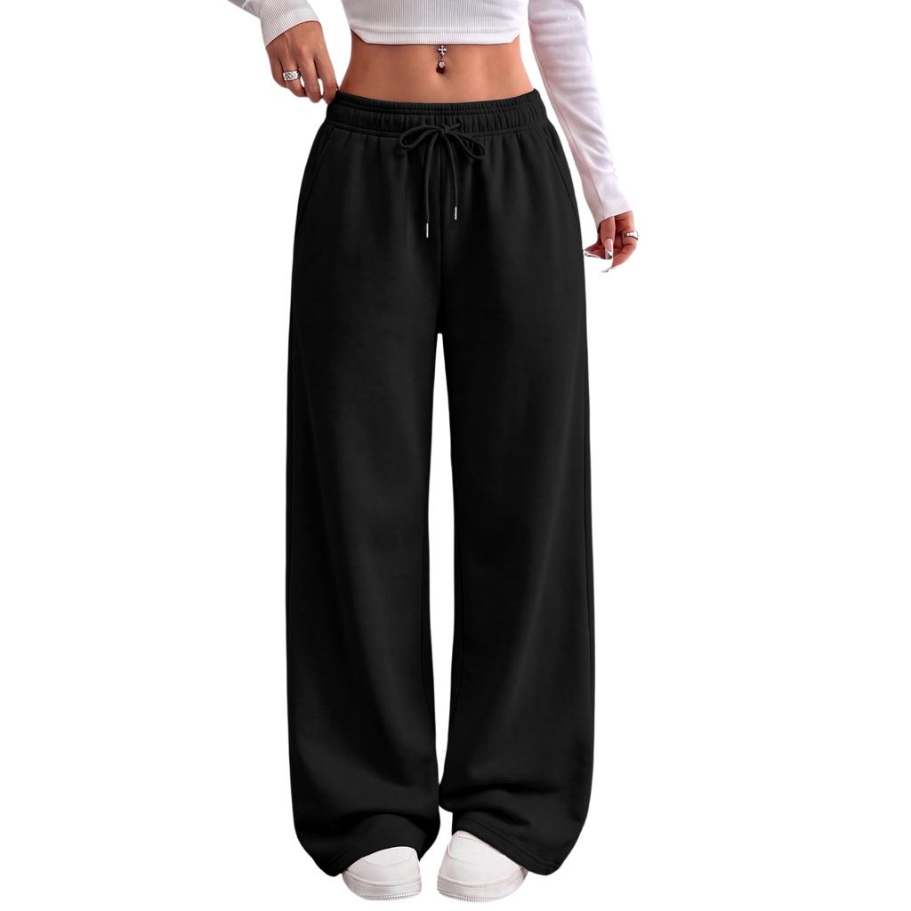 Damen Locker geschnittene Wide Leg Jogginghose mit Kordelzug für den täglichen lässigen Look