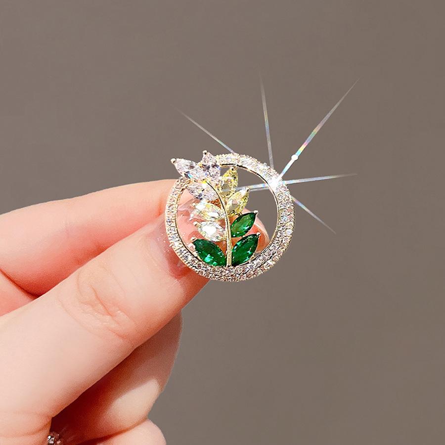 Rice Ear Brooch Women's High-end Sense Niche High-end Personality Exquisite Pin Collar Pin Anti-light Buckle Fixed Clothes Accessories