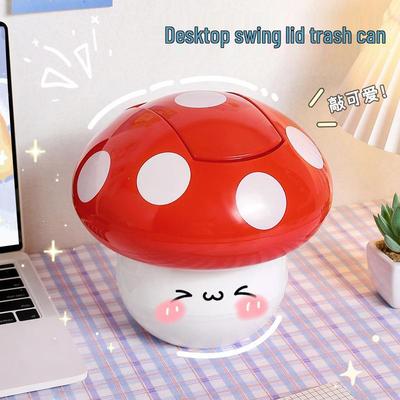 Cute & Creative Mini Desktop Trash Can with Lid - Multifunctional Design for Student Desks and Office Tables.