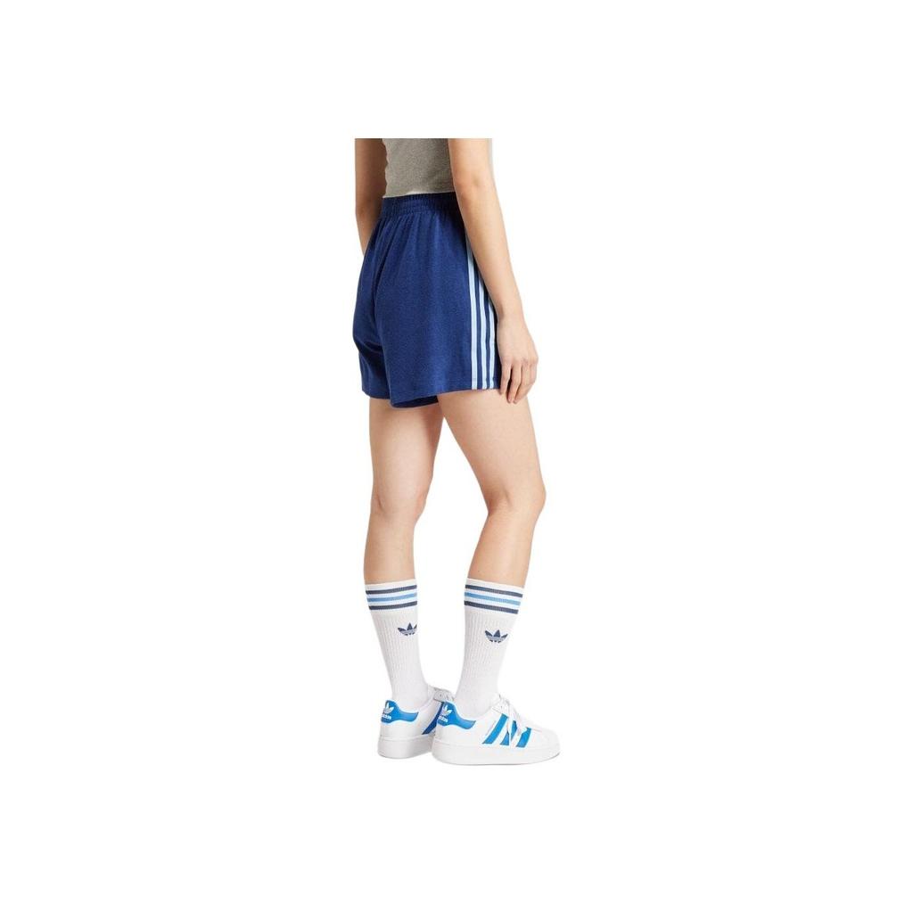 Adidas Originals Logo Stripe Elastic Waist Shorts Women Bottoms Navy IR7472