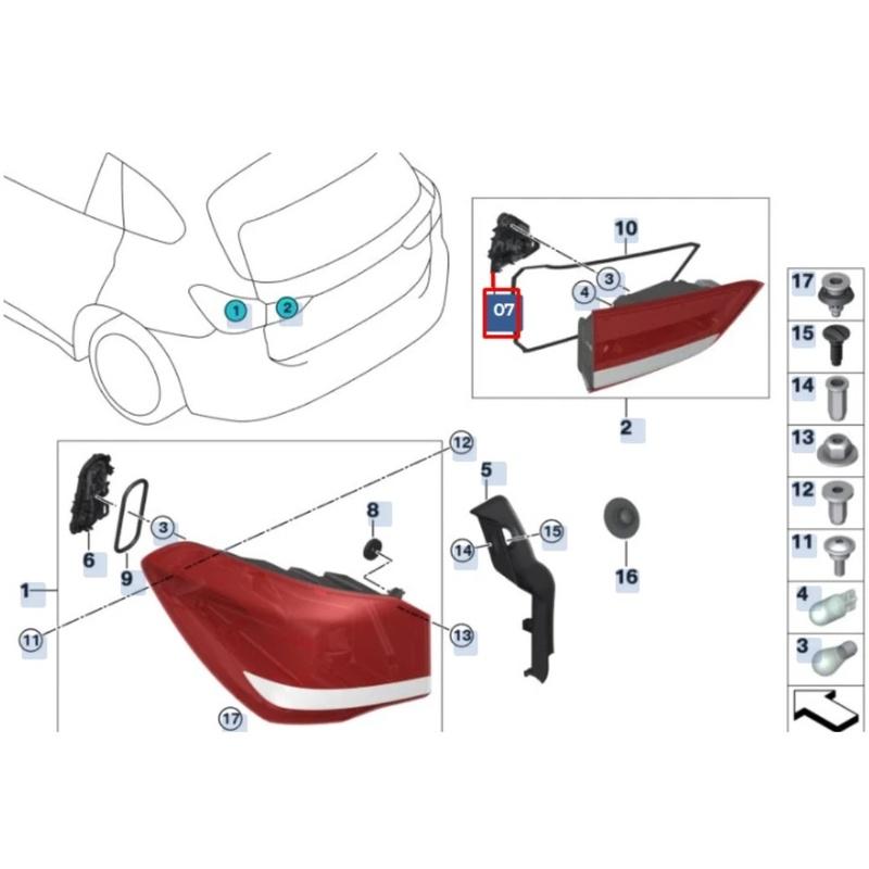 Rear Left Trunk Light Holder Board Replacement for BMW For X1 F48 with OEM Number 63217438433 ABS Plastic Material