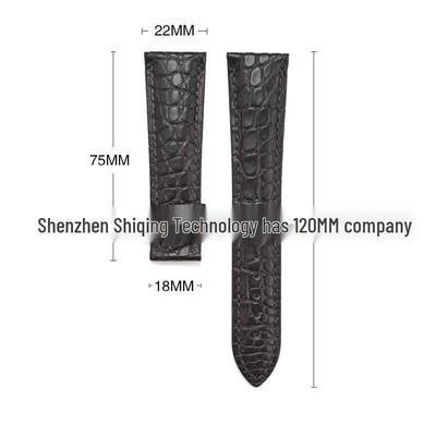 Crocodile Leather Strap, Round Grain, for Cartier Tank & Omega Watches, 23/24mm