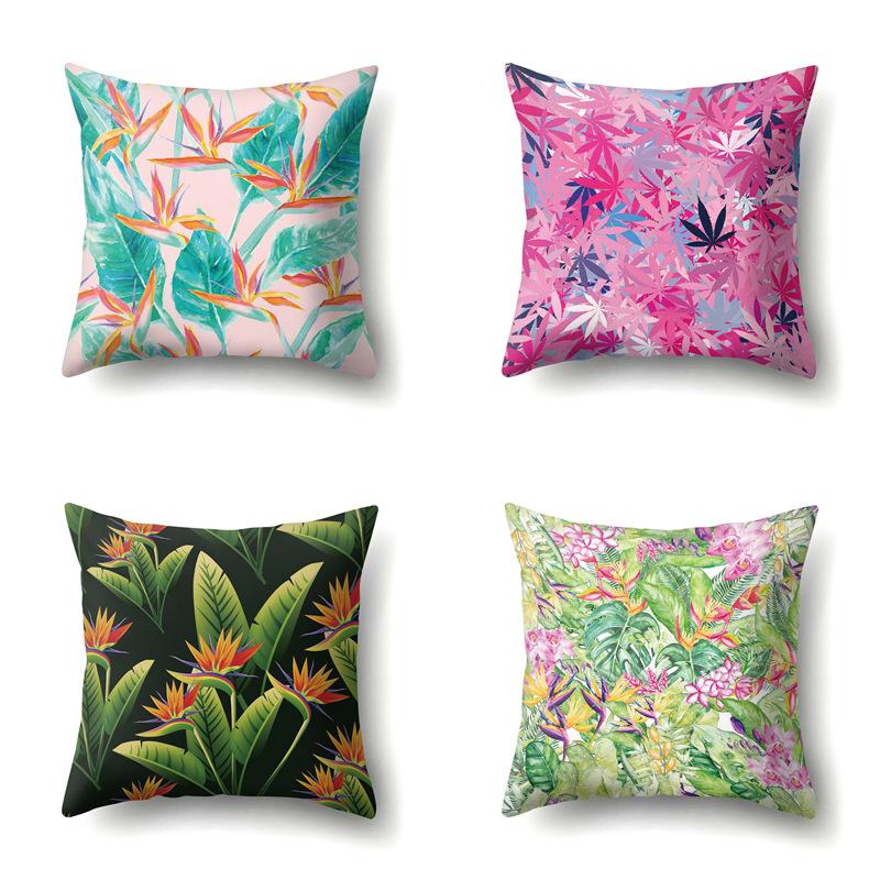 Polyester Pillowcase Plant Fresh Car Decoration Home Printed Pillowcase Sofa Cushion Cover