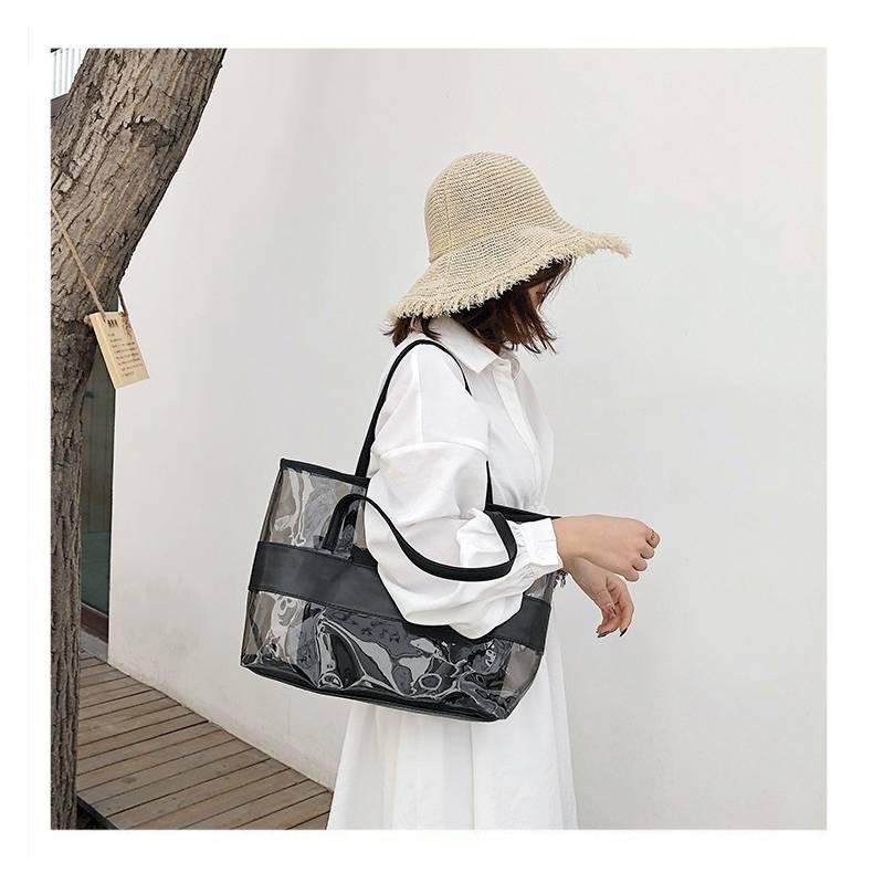 Fashionable Pvc Jelly Beach Bag Waterproof Transparent Design Chic Everyday Use In Four Colors