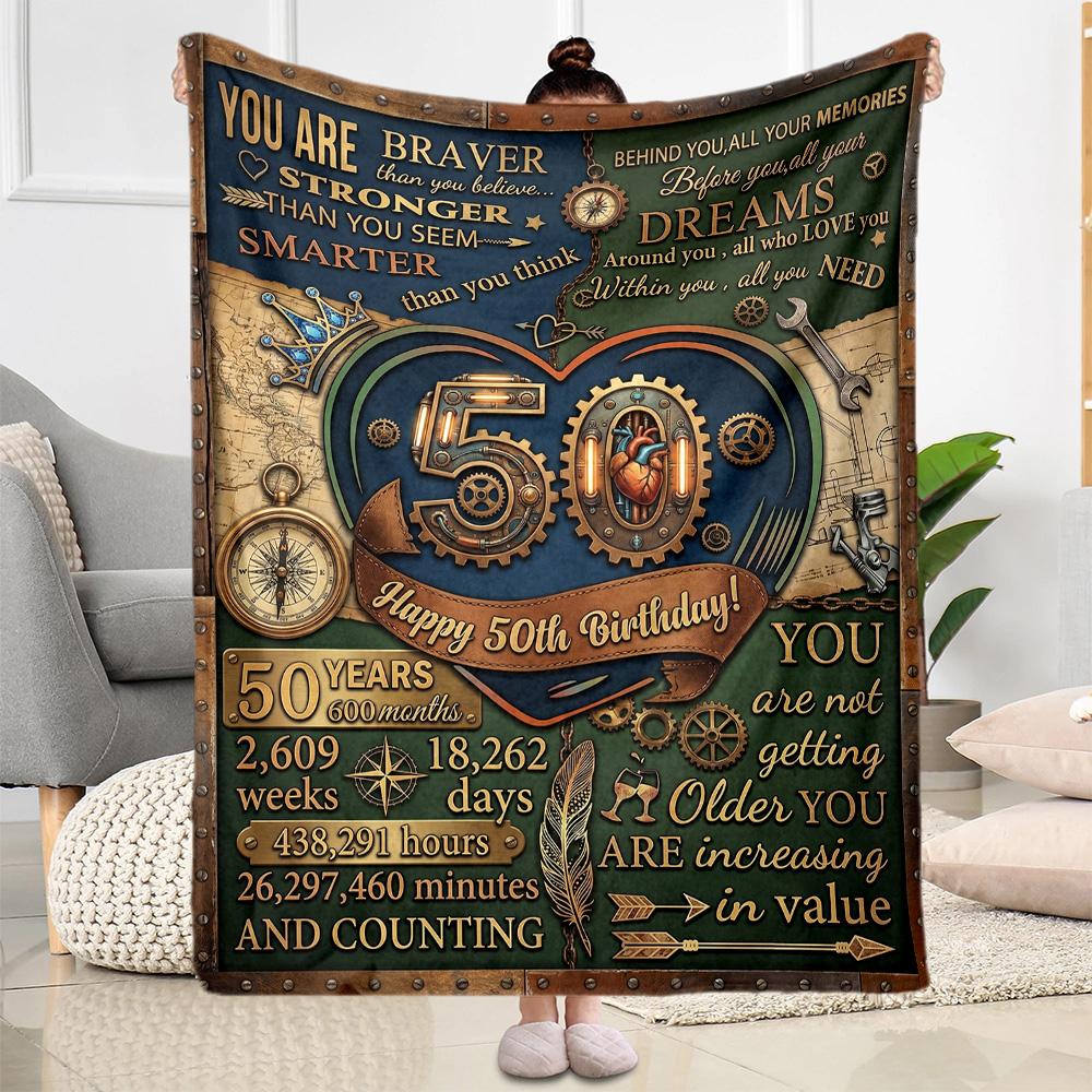 50th Anniversary Celebration Flannel Blanket-Soft and Suitable for Sofas,Beds,Offices,Travel,All Seasons,Great Gift for Holidays and Birthdays.