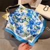 Women's Korean Style Retro Printed Imitation Silk Scarf for Professional and Casual Use