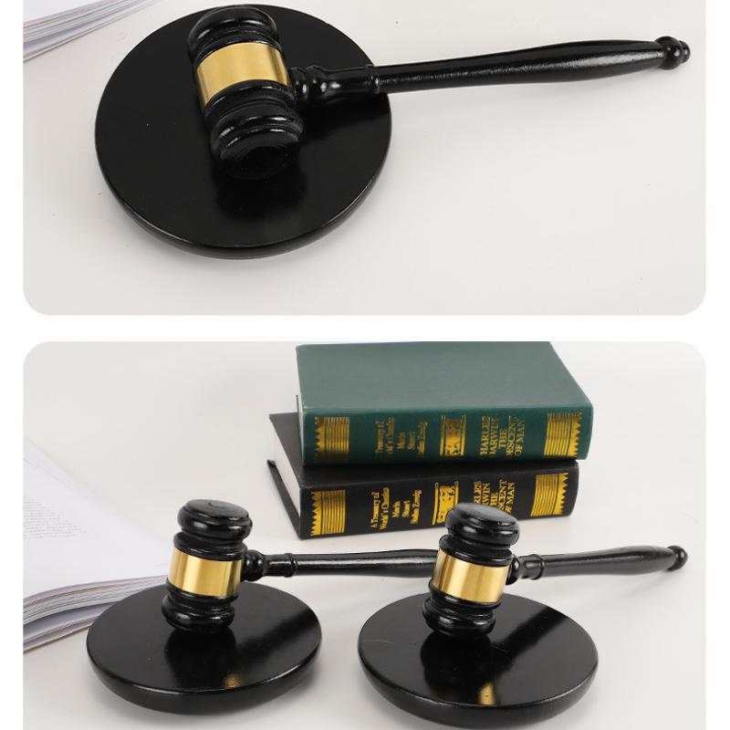 2Pcs/1Set Attorney Decorative Hammer Judge Hammer Wooden Multitool Small Hammer Children Simulation Toy Hammer and Base