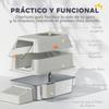 Covered Stainless Steel Cat Litter Box with Exit Step and Stainless Steel Scoop Light Grey