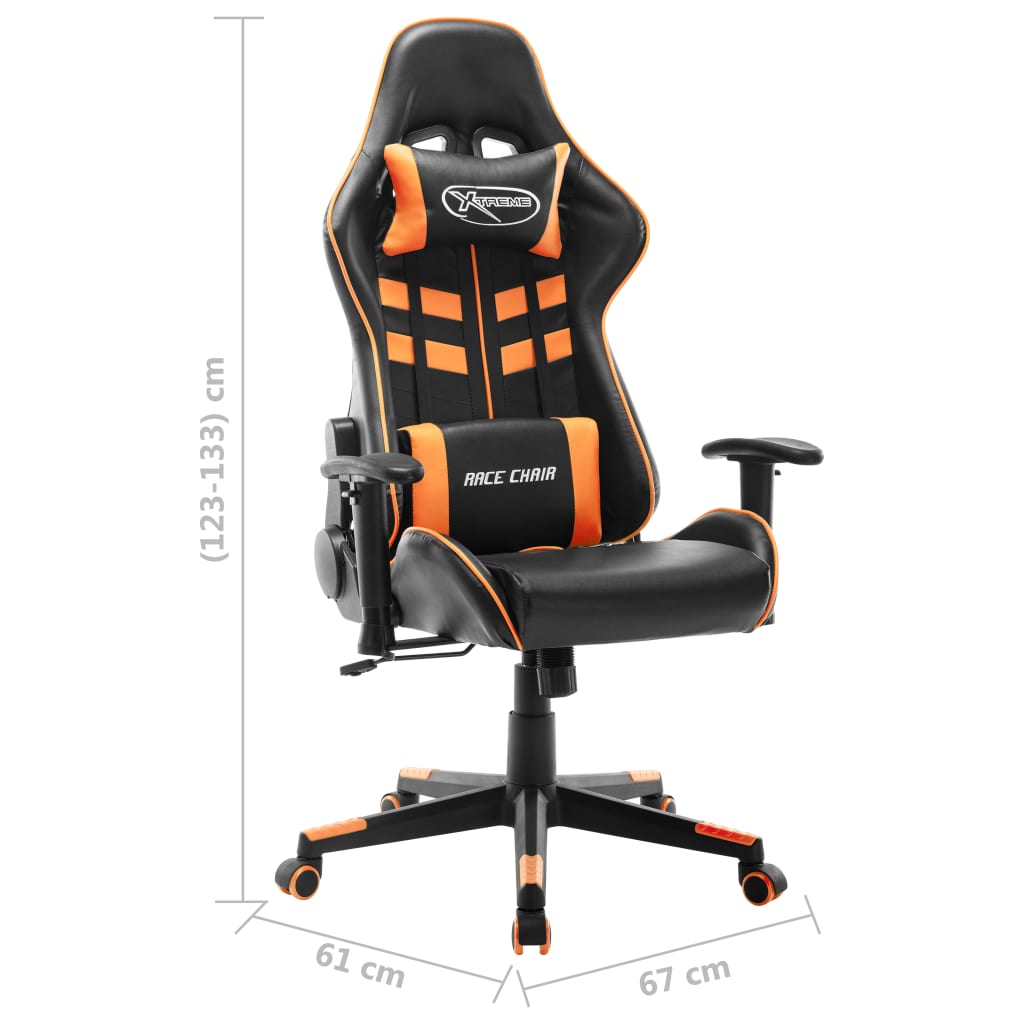 Gaming Chair Black and Orange Faux Leather