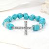 Stretchable Turquoise Crosses Charm Bracelet Adjustable Metal Beaded Jewelry for Everyday Wear Gift