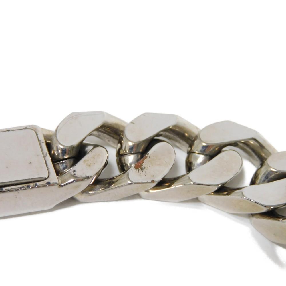Used 12564 Bracelet Chain Monogram M62486 7986 LV Logo Flower Curb Chain Metal Silver Men's from Japan AUTHENTIC
