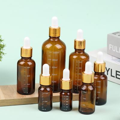 5Ml-100Ml σταγονομετρικά μπουκάλια με αντιδραστήριο κλίμακας Eye Drop Amber Glass Aromatherapy Liquid Pipette Bottle Refillable Bottles Travel
