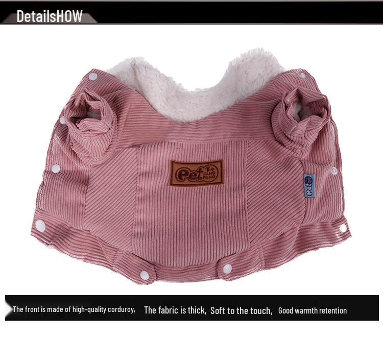Thickened Autumn/Winter Puppy Corduroy Cotton Jacket - Teddy Pet Clothes