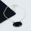 Kamień Czarny Onyks Ręcznie Robiony Naszyjnik ze Srebra Próby 925 Naturalny Czarny Onyks Ręcznie Robiona Biżuteria Naszyjnik Dla Kobiet Naszyjnik Dla Niej