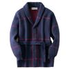 Men's Retro Jacquard Knit Cardigan Sweater - European & American Style, Thick Mid-Length