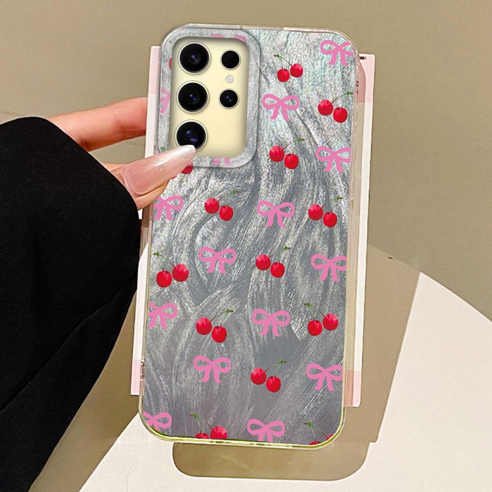 Summer Sweet Red Circular Dot Cherry Phone Case for Samsung Galaxy S25 S24 S23 S22 S21 FE Plus Ultra Shell Silicone Back Cover