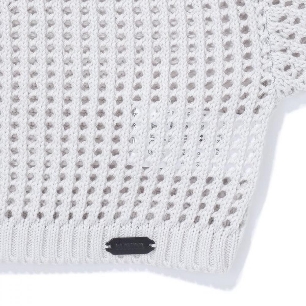 Bluetail Light Gray Star Jacquard Mesh Crop Knit Aaa4sw02lg