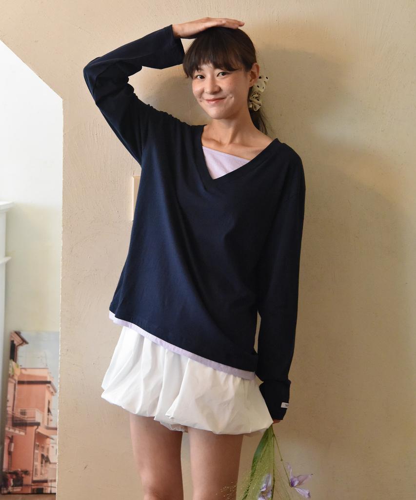 Sayu Pure Layered T-Shirt Navy