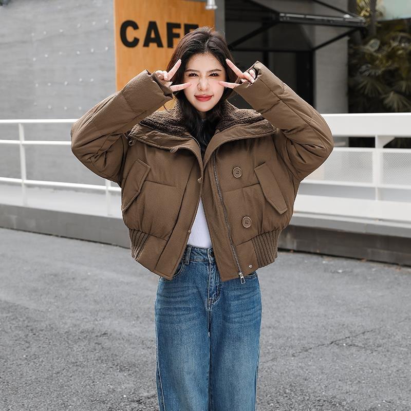 

Новый стиль Женское зимнее короткое в корейском стиле Маленькое утолщенное пальто высокого класса Хлопковое пальто Свободная хлопковая куртка L