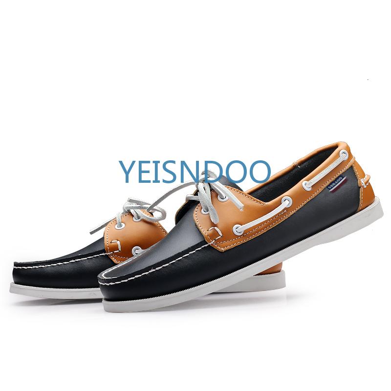 Fashion Male Classic Boat Shoes Leather Hot Sale New Men's Outdoor Walking Shoes Men Wedding Dress Shoes Lace-Up Fashion Men Loafers