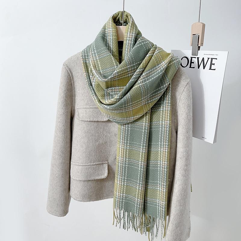 Autumn and Winter New Imitation Cashmere Plaid Scarf Shawl Women's College Wind Cold Warm Fashion Versatile Scarf