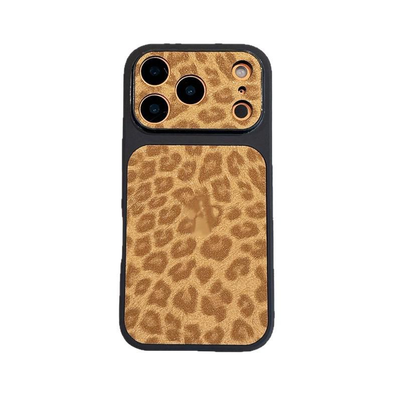 Glitter Leopard Print Frosted Phone Case for iPhone 17 Pro Max/16/15 - Full Coverage