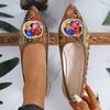 Damen Mittelgröße Metallschnalle Niedriger Absatz Graffiti Spitzschuh Tiefe Ausschnitte Ballerinas Retro Römischer Stil Neue Herbstschuhe