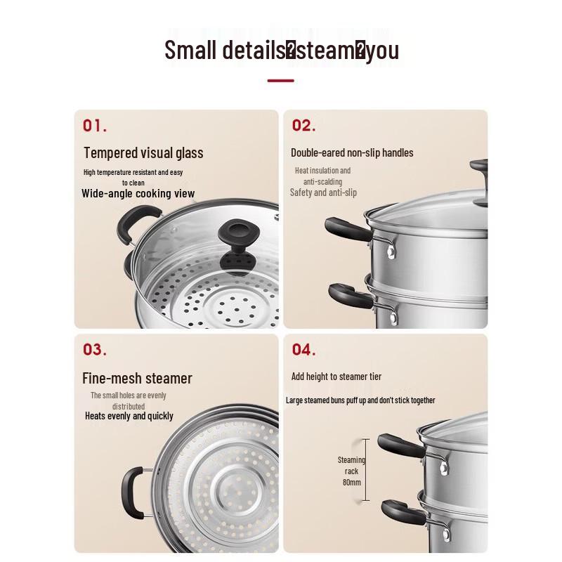 ASD 28CM Multi-Function Stainless Steel Steamer