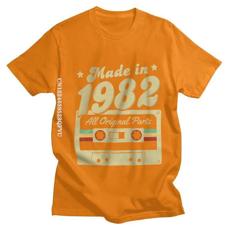 Mens Graphic Print Cotton T-Shirt 1982 Born Streetwear Tee Casual Short Sleeve